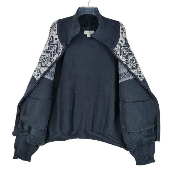 Haband Sweater Jacket Zip-Up Fair Isle Cardigan Mens 3XL Green White Grandpacore - Picture 8 of 15